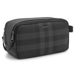 Burberry Double Zip Washbag Black Check Gray